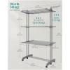 Sammenleggbar tørkestativ med 4 nivåer, 63,5 x 125,5 x 173 cm, rustfritt stål
