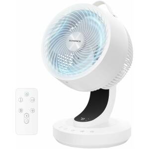 Stille bordvifte med fjernkontroll hvit – 20 dB luftsirkulator med 8 hastigheter, 70° oscillasjon og 12 t timer Stille bordvifte med fjernkontroll hvit – 20 dB luftsirkulator med 8 hastigheter, 70° oscillasjon og 12 t timer
