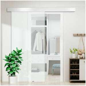 Skyvedør i glass med håndtak – ensidig frostet sikkerhetsglass, 102,5 x 205 cm  