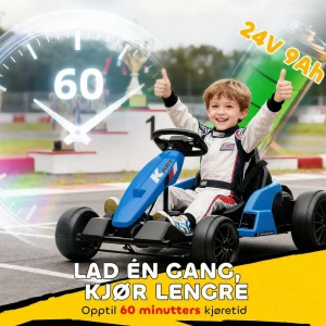 Elektrisk go-kart, blå, 24V med driftemodus – for barn 6–12 år, doble motorer AS Elektrisk go-kart, blå, 24V med driftemodus – for barn 6–12 år, doble motorer AS