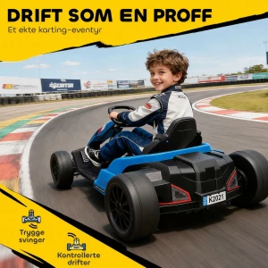 Elektrisk go-kart, blå, 24V med driftemodus – for barn 6–12 år, doble motorer AS Elektrisk go-kart, blå, 24V med driftemodus – for barn 6–12 år, doble motorer AS