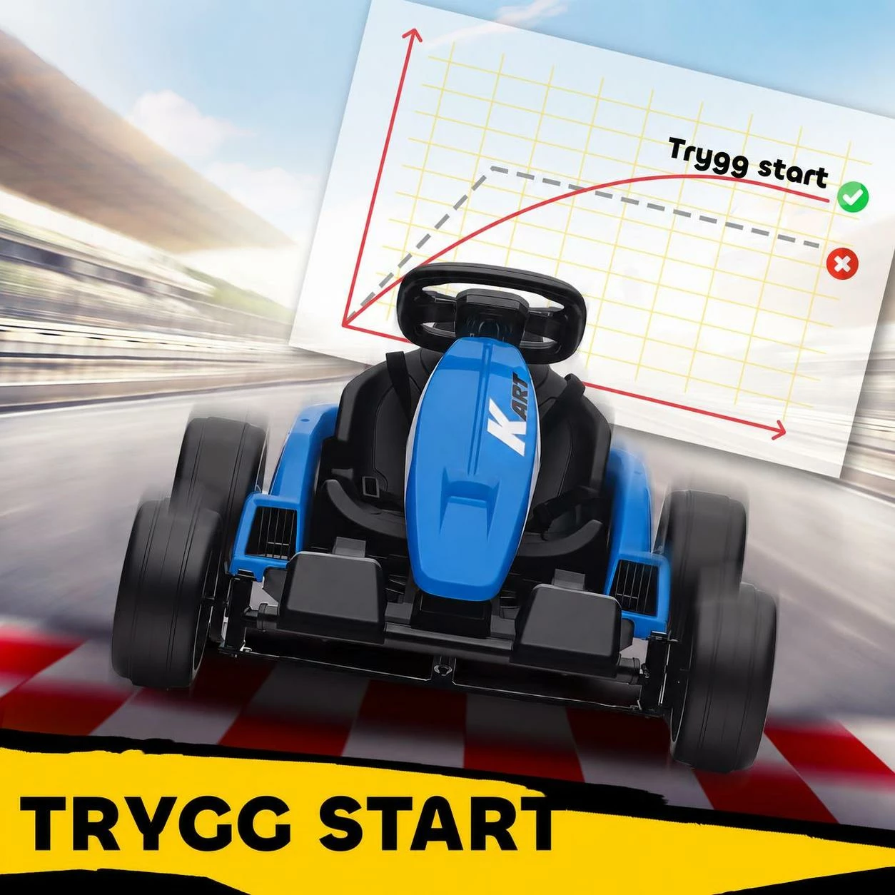 Elektrisk go-kart, blå, 24V med driftemodus – for barn 6–12 år, doble motorer AS Elektrisk go-kart, blå, 24V med driftemodus – for barn 6–12 år, doble motorer AS