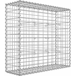 Gabionkurv 100 × 90 × 30 cm – Galvanisert Steinkurv med 5 × 10 cm Netting, Sølv  