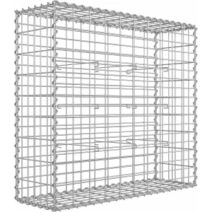 Gabionkurv 100 × 90 × 30 cm – Galvanisert Steinkurv med 5 × 10 cm Netting, Sølv Gabionkurv 100 × 90 × 30 cm – Galvanisert Steinkurv med 5 × 10 cm Netting, Sølv