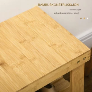 Bambusbenk med 2 skohyller for 6-9 par 70 x 28 x 45 cm Bambusbenk med 2 skohyller for 6-9 par 70 x 28 x 45 cm