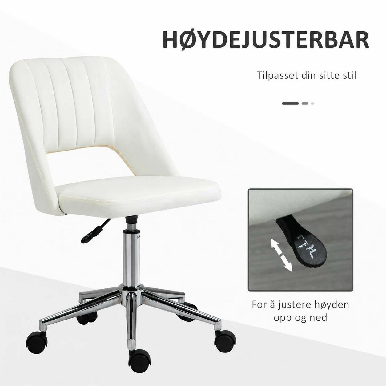 Kontorstol uten armlener, moderne design, beige fløyel AS Kontorstol uten armlener, moderne design, beige fløyel AS