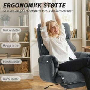 Kontorstol Mørkegrå 80 x 80 x 106–114 cm Stoff Med Fotstøtte Kontorstol Mørkegrå 80 x 80 x 106–114 cm Stoff Med Fotstøtte