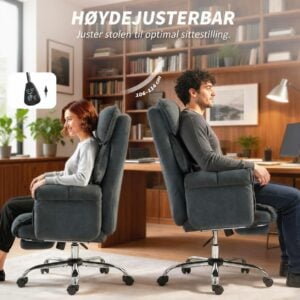 Kontorstol Mørkegrå 80 x 80 x 106–114 cm Stoff Med Fotstøtte Kontorstol Mørkegrå 80 x 80 x 106–114 cm Stoff Med Fotstøtte