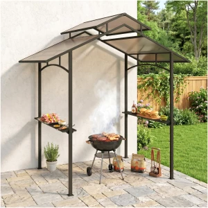 Grillpaviljong Svart Og Brun 250 x 150 cm Stål Og Polykarbonat Grillpaviljong Svart Og Brun 250 x 150 cm Stål Og Polykarbonat