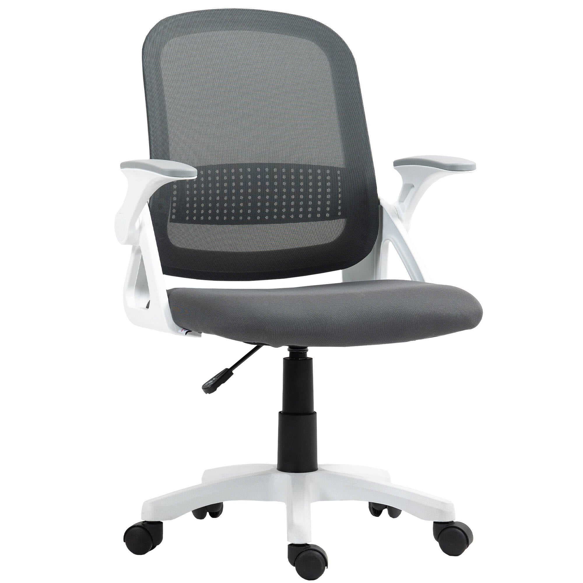 Ergonomisk Kontorstol Grå Mesh Med Klappbare Armlener Og Lendestøtte