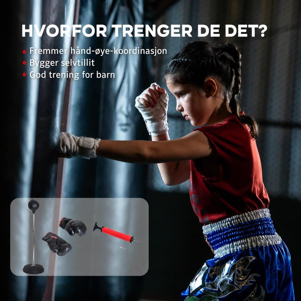 Stående boksesekk for barn med hansker AS Stående boksesekk for barn med hansker AS