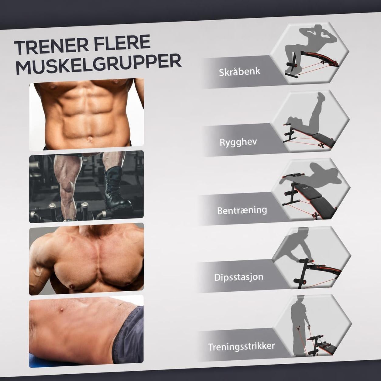 Treningsbenk Helkroppstrening Justerbar polstret Inkludert motstandsbånd AS Treningsbenk Helkroppstrening Justerbar polstret Inkludert motstandsbånd AS