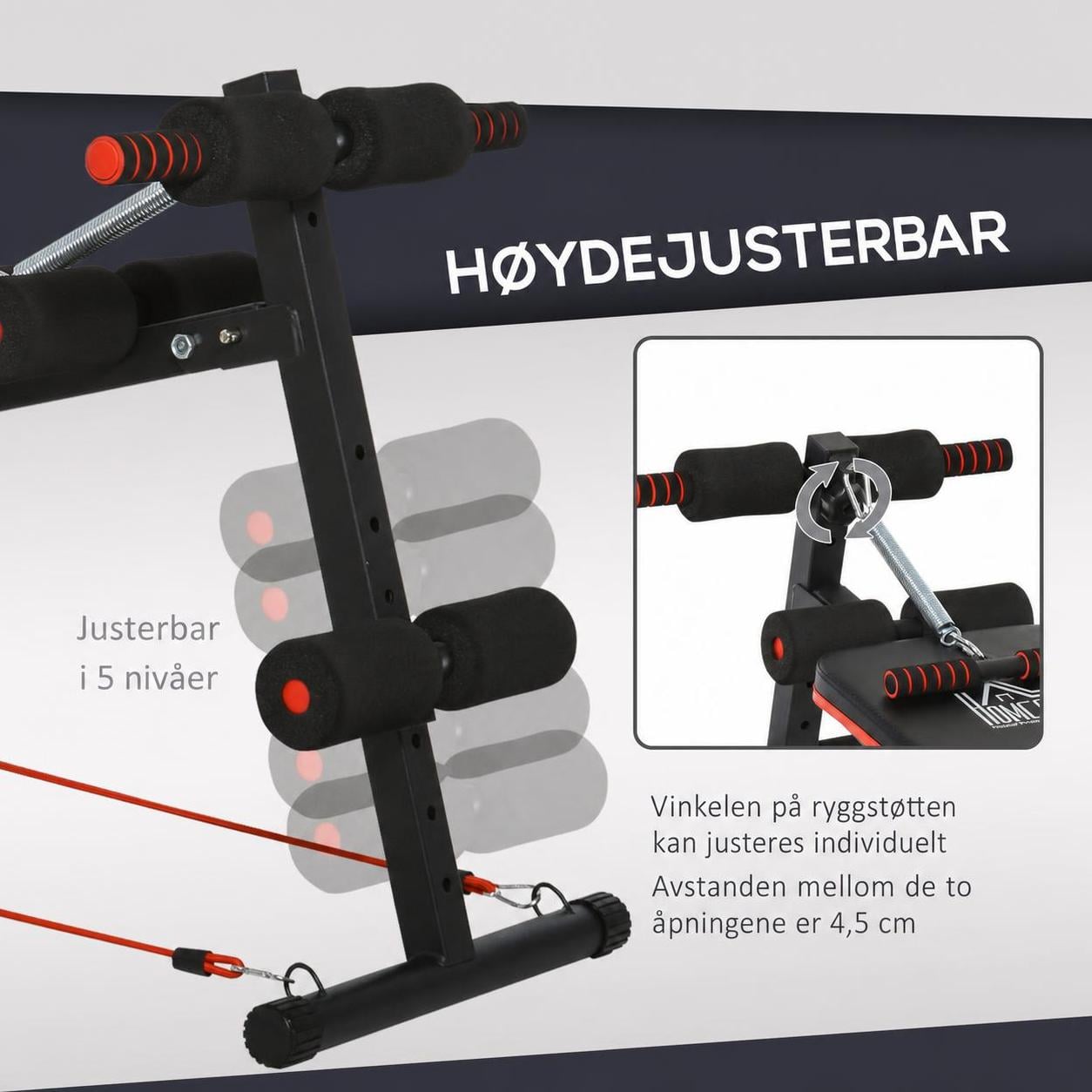 Treningsbenk Helkroppstrening Justerbar polstret Inkludert motstandsbånd AS Treningsbenk Helkroppstrening Justerbar polstret Inkludert motstandsbånd AS