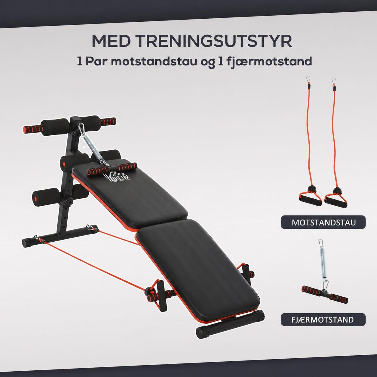 Treningsbenk Helkroppstrening Justerbar polstret Inkludert motstandsbånd AS Treningsbenk Helkroppstrening Justerbar polstret Inkludert motstandsbånd AS