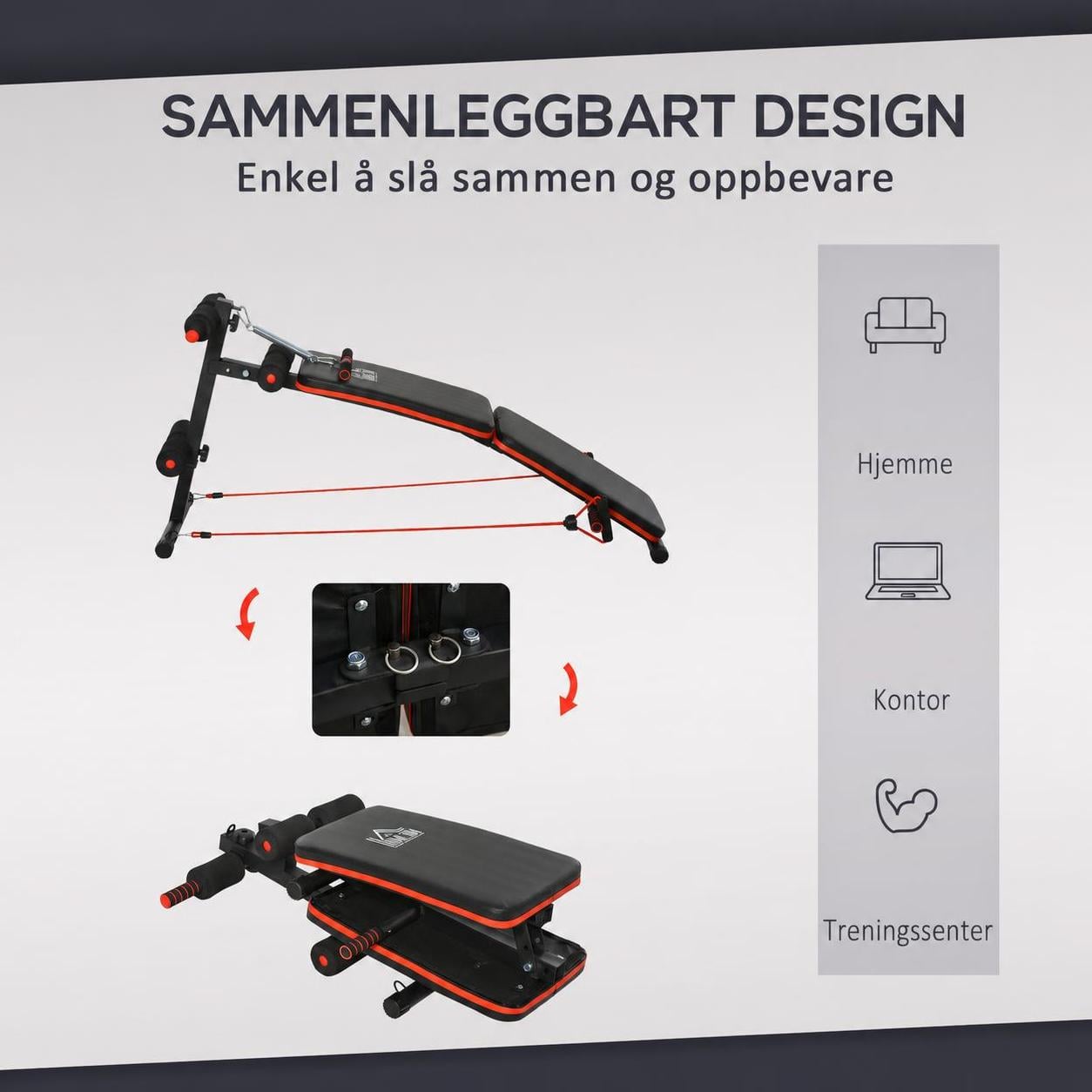 Treningsbenk Helkroppstrening Justerbar polstret Inkludert motstandsbånd AS Treningsbenk Helkroppstrening Justerbar polstret Inkludert motstandsbånd AS