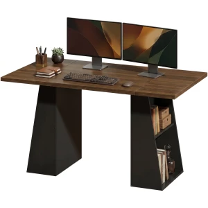 Skrivebord Brun/Svart 140 cm Med 4 Åpne Hyller Industriell Stil Skrivebord Brun/Svart 140 cm Med 4 Åpne Hyller Industriell Stil