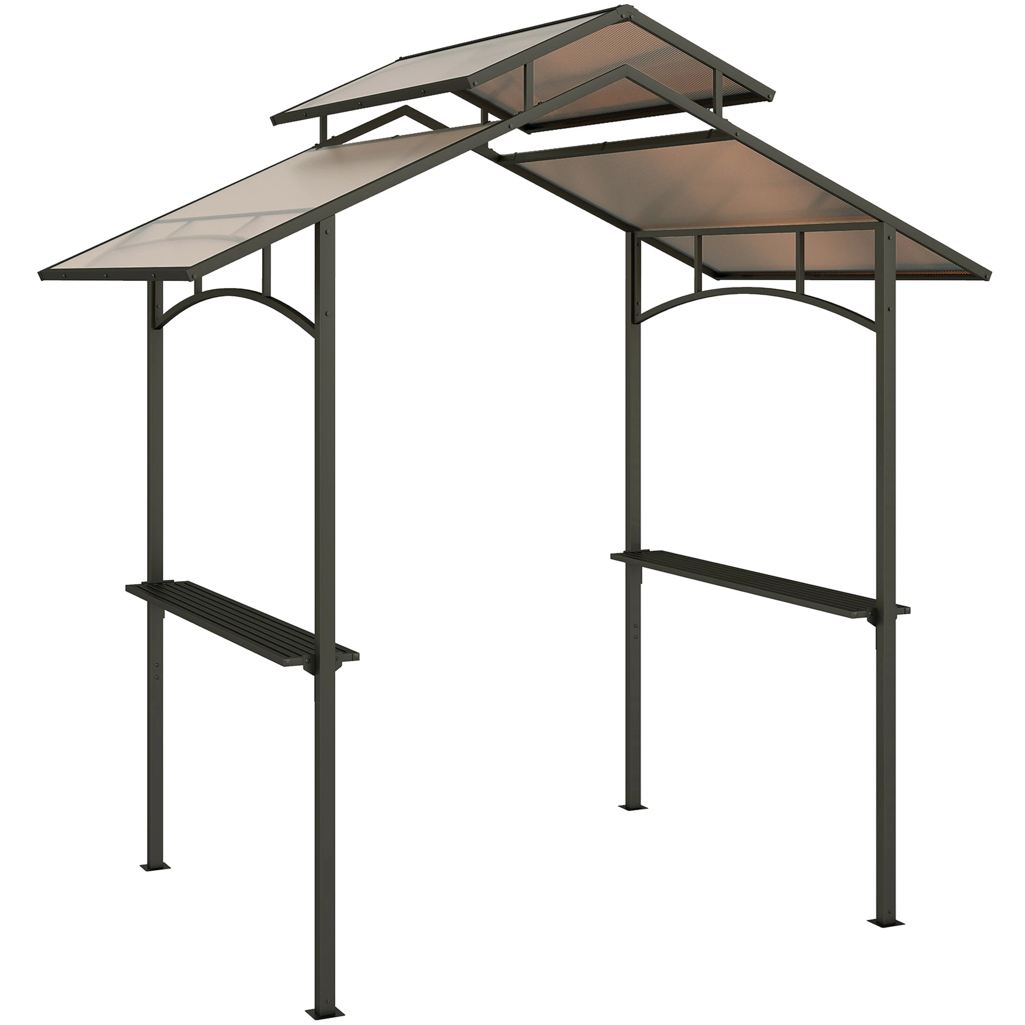 Grillpaviljong Svart Og Brun 250 x 150 cm Stål Og Polykarbonat Grillpaviljong Svart Og Brun 250 x 150 cm Stål Og Polykarbonat