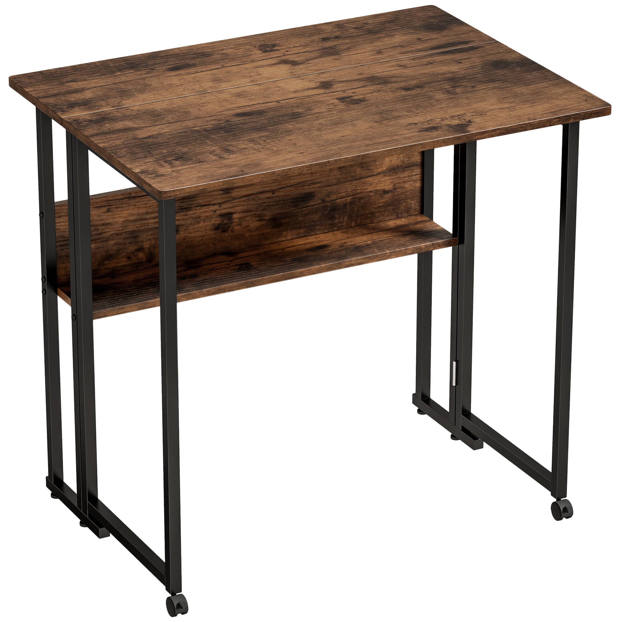 Sammenleggbart Skrivebord Rustikk Brun 80 cm Med Hylle