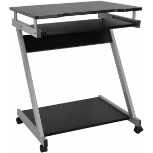 Rullbart databord med uttrekkbar hylle, 60 × 48 × 73 cm, svart Rullbart databord med uttrekkbar hylle, 60 × 48 × 73 cm, svart