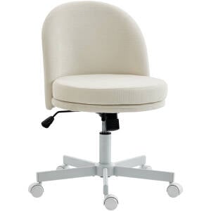 Høydejusterbar Kontorstol Beige Chenille Med Vippefunksjon Høydejusterbar Kontorstol Beige Chenille Med Vippefunksjon