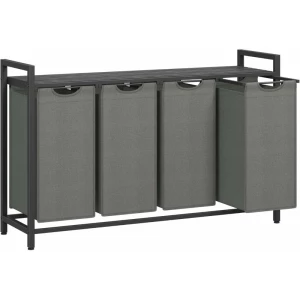 Skittentøyskurv med 4 Uttrekkbare Rom – 160 L med Hylle, 116 × 33 × 72 cm, Grå Skittentøyskurv med 4 Uttrekkbare Rom – 160 L med Hylle, 116 × 33 × 72 cm, Grå