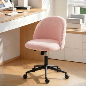 Dreibar Kontorstol Rosa Teddyfleece Med Hjul Og Høydejustering Dreibar Kontorstol Rosa Teddyfleece Med Hjul Og Høydejustering