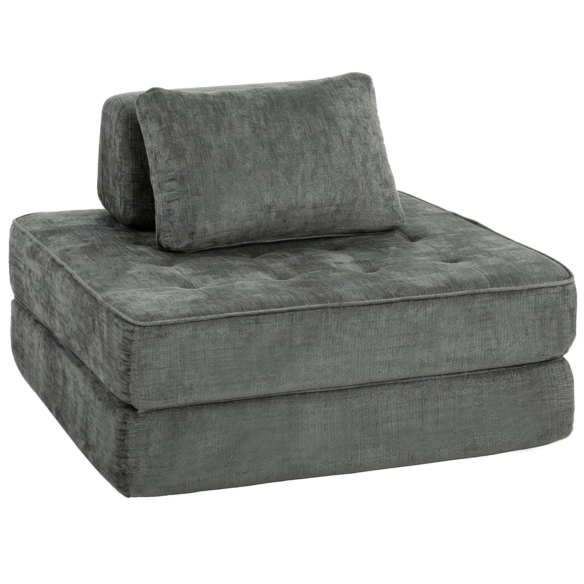 Sovesofa 2-i-1 Grå Chenille Med Støttepute