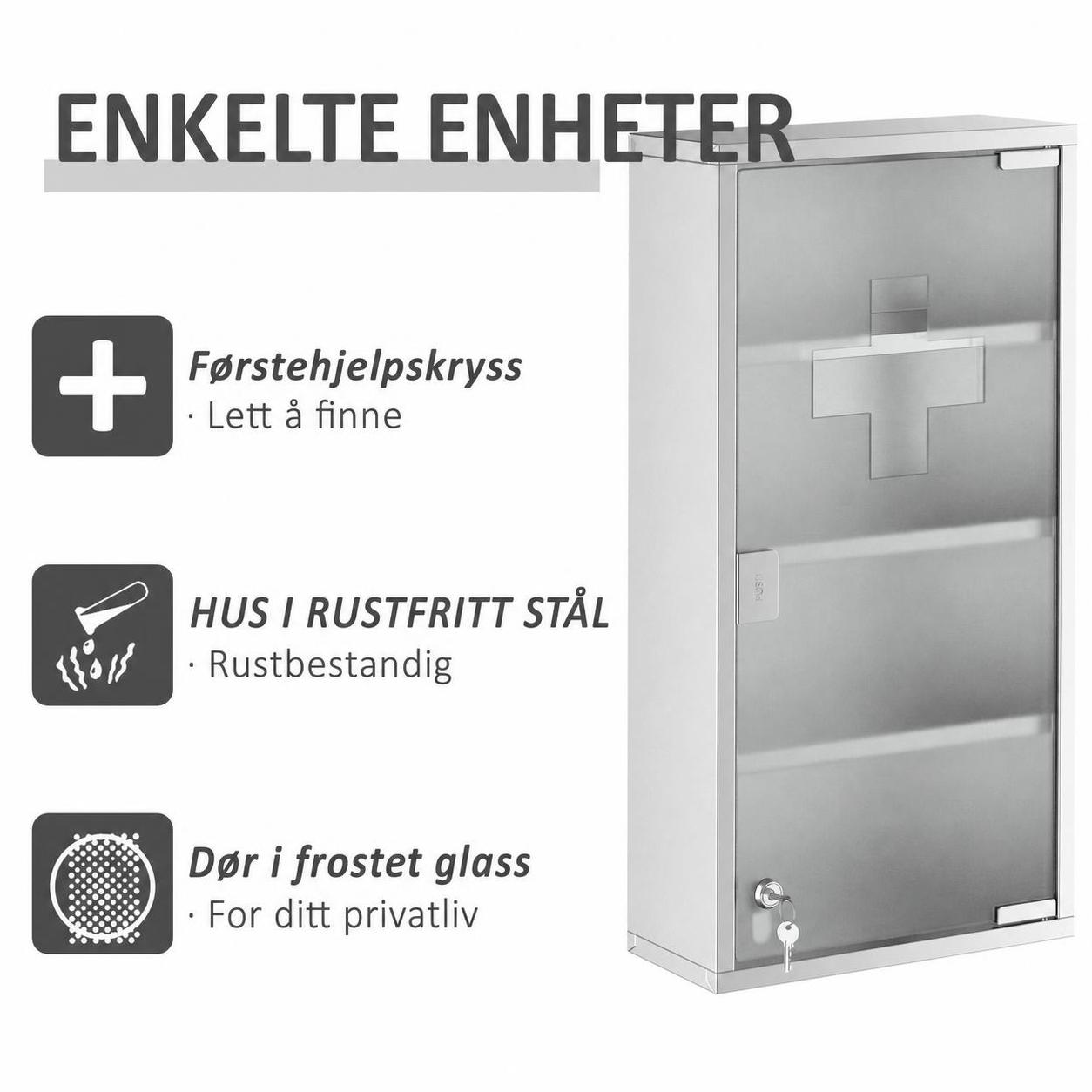 Vegg Medisinskap med Lås Sølv 30 x 12 x 60 cm AS Vegg Medisinskap med Lås Sølv 30 x 12 x 60 cm AS