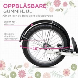 Sparkcykel med luftfylte dekk, Rosa 5-12 år AS Sparkcykel med luftfylte dekk, Rosa 5-12 år AS