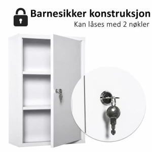 Medisinskap med lås 3 rom Hvit 40 x 18 x 60 cm AS Medisinskap med lås 3 rom Hvit 40 x 18 x 60 cm AS