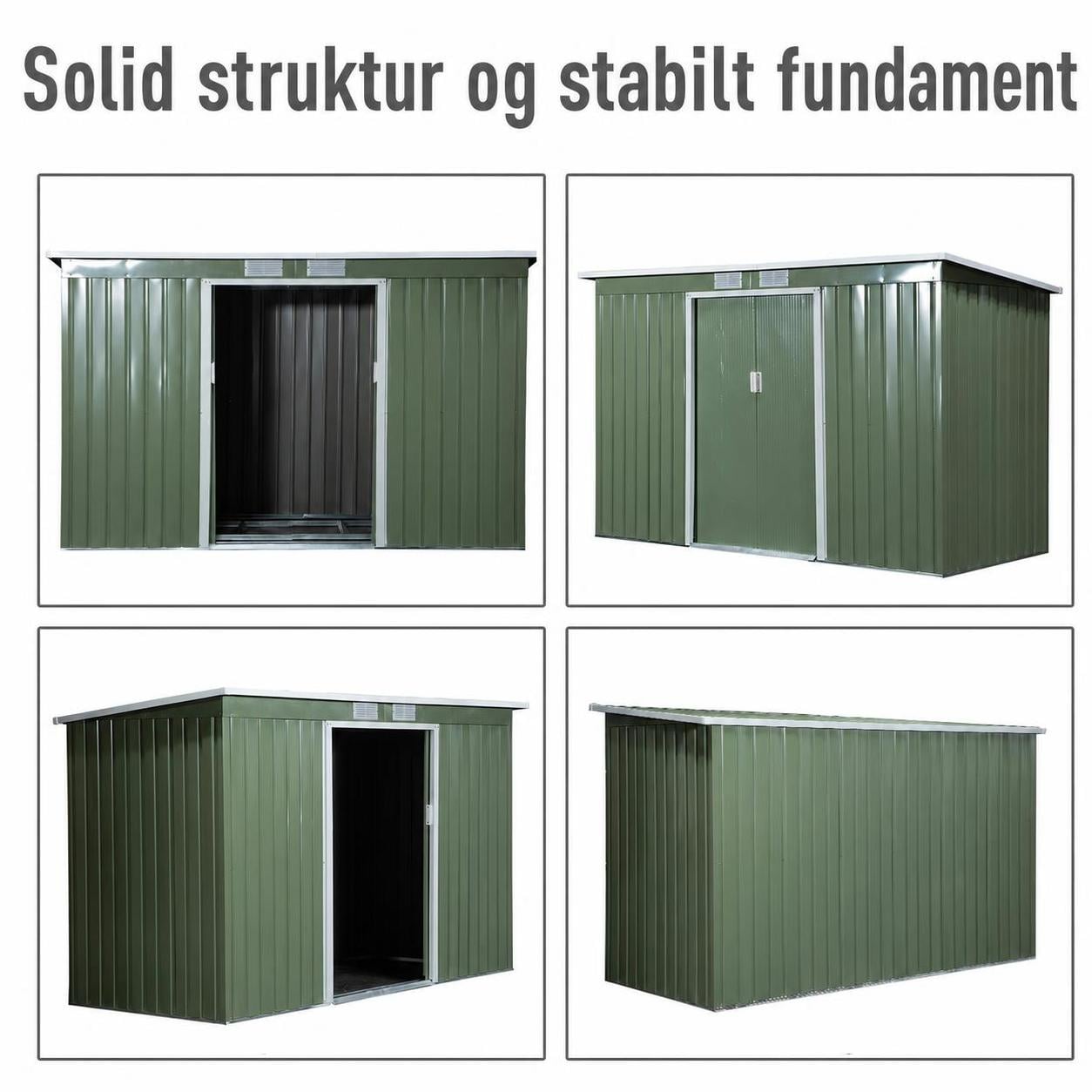 Redskapsbod med Skyvedør 280 x 130 x 172 cm Metall Lysegrønn Redskapsbod med Skyvedør 280 x 130 x 172 cm Metall Lysegrønn