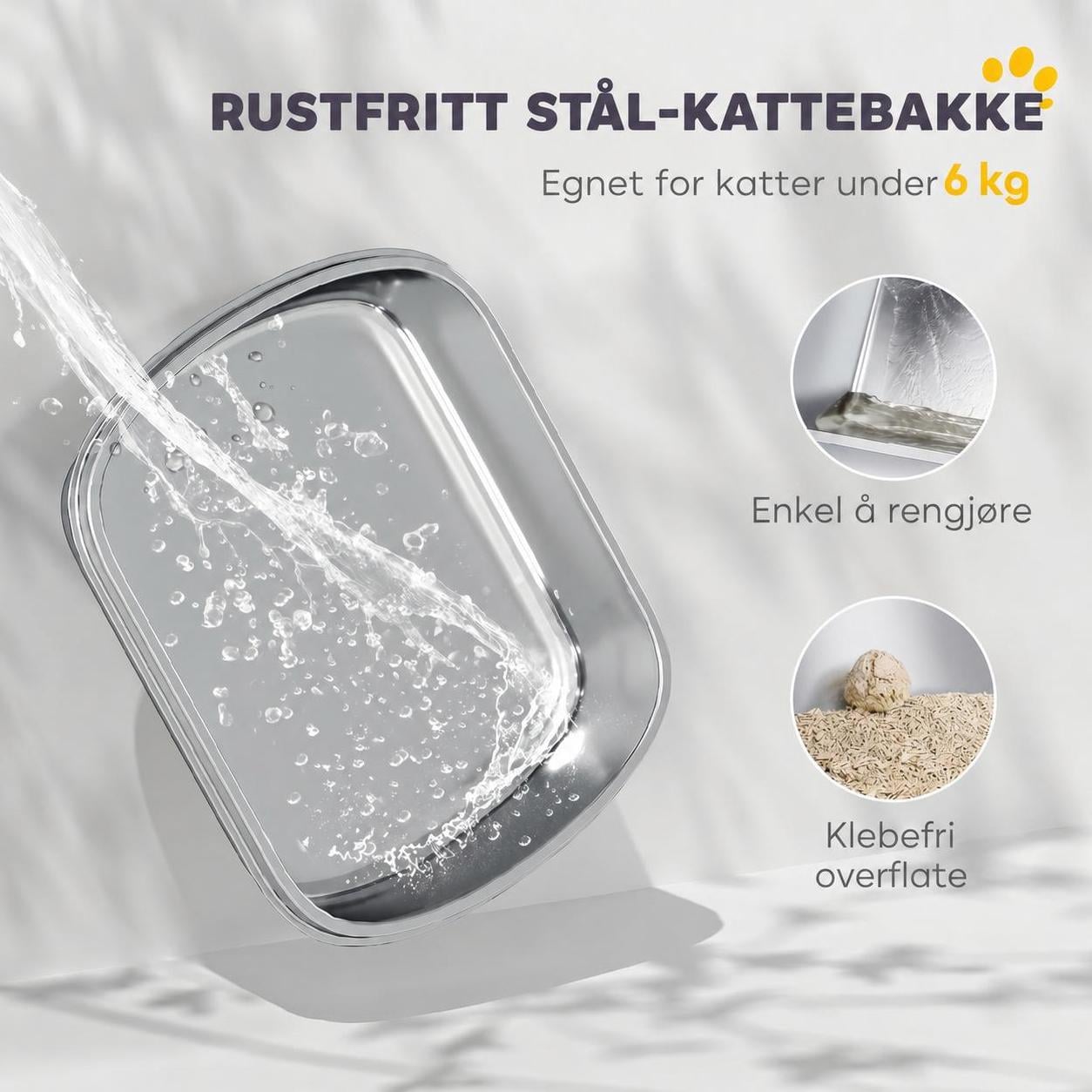 Lukket Kattedo Lysgrå Rustfritt Stål Med Spade Lukket Kattedo Lysgrå Rustfritt Stål Med Spade