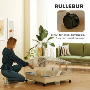 Smådyrbur med hjul, balkong, rampe & fortråg – komplett liten dyrehage sort metall AS Smådyrbur med hjul, balkong, rampe & fortråg – komplett liten dyrehage sort metall AS