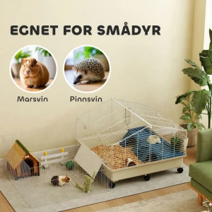 Smådyrbur med hjul, balkong, rampe & fortråg – komplett liten dyrehage sort metall AS Smådyrbur med hjul, balkong, rampe & fortråg – komplett liten dyrehage sort metall AS