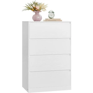 Kommode med 4 skuffer 60 × 40 × 97,4 cm – moderne oppbevaringskommode, hvit Kommode med 4 skuffer 60 × 40 × 97,4 cm – moderne oppbevaringskommode, hvit