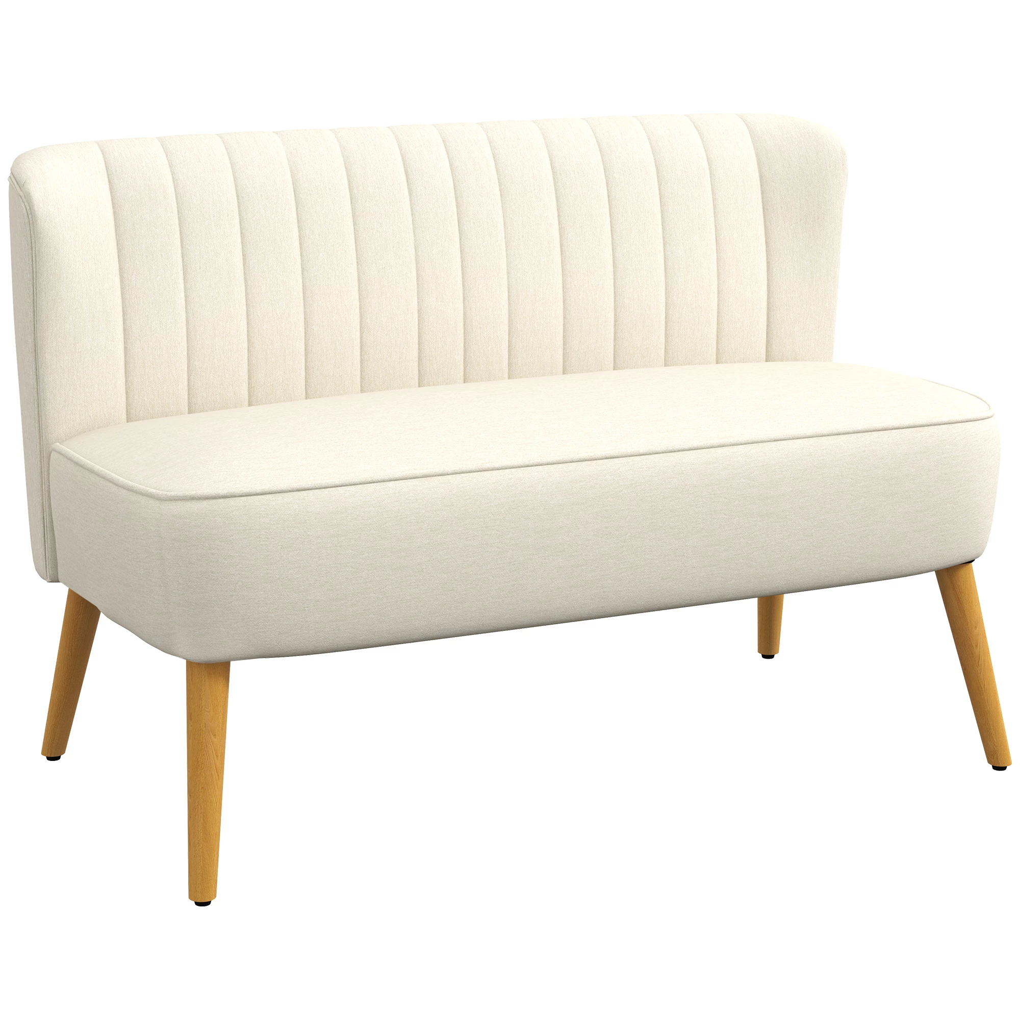 2-Seters Sofa med Tykk Polstring og Treben – Hvit Linlook