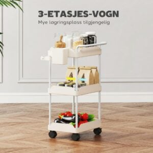 Hvit Oppbevaringsvogn Med Hjul Og Hengkurver 42 x 42,5 x 76 cm AS Hvit Oppbevaringsvogn Med Hjul Og Hengkurver 42 x 42,5 x 76 cm AS