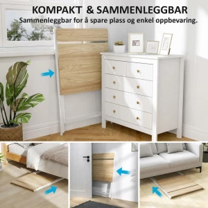 Sammenleggbart Skrivebord med Skjermstativ og Stålramme – Natur/Hvit, 70 cm Sammenleggbart Skrivebord med Skjermstativ og Stålramme – Natur/Hvit, 70 cm