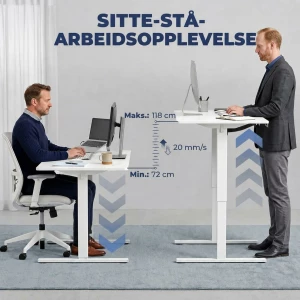 Elektrisk Høydejusterbart Skrivebord med 3 Minneposisjoner og LED-skjerm – Hvit, 72–118 cm Elektrisk Høydejusterbart Skrivebord med 3 Minneposisjoner og LED-skjerm – Hvit, 72–118 cm