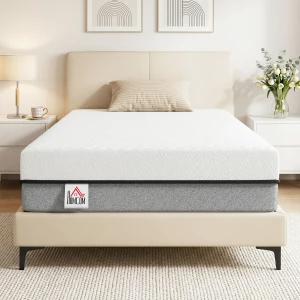 Gel-Memoryskummadrass med 4 cm Memoryskum og Avtakbart Trekk – Hvit/Grå, 90 x 200 x 20 cm Gel-Memoryskummadrass med 4 cm Memoryskum og Avtakbart Trekk – Hvit/Grå, 90 x 200 x 20 cm