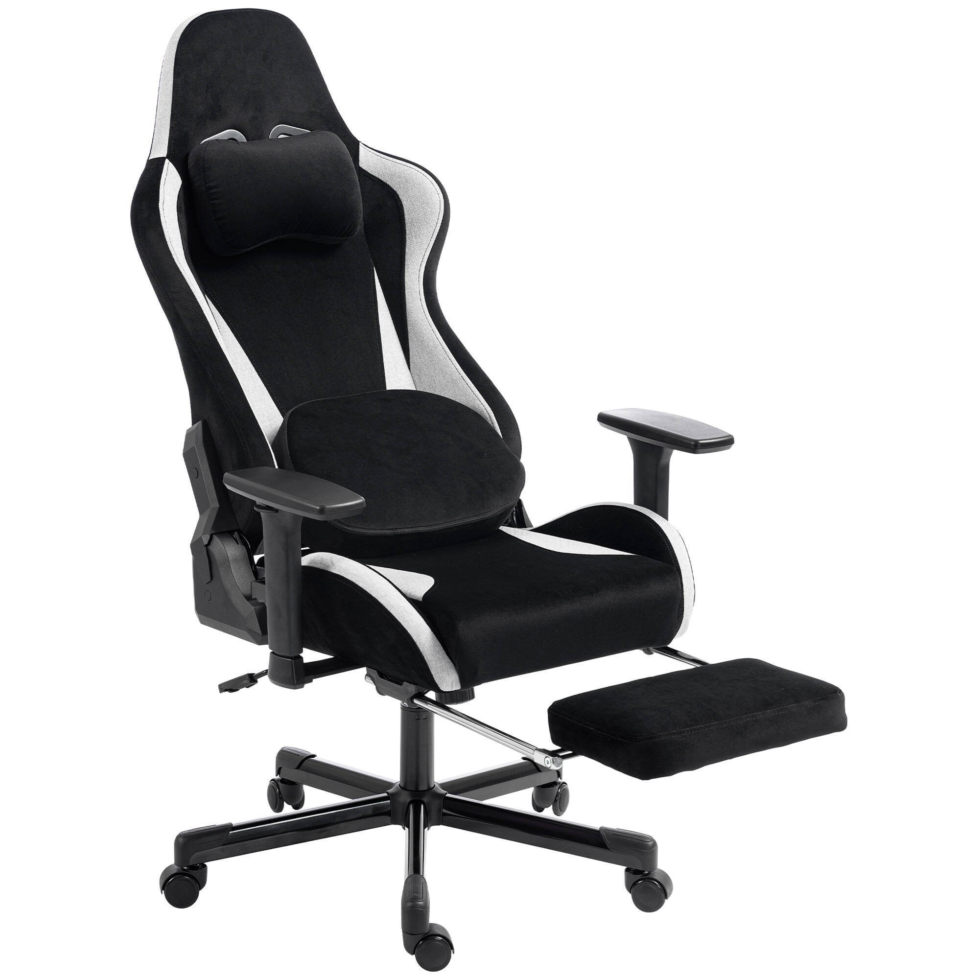 Ergonomisk Gamingstol med Knaemassasje, Infrarød Korsryggvarme og 155° Lenefunksjon – Svart Linlook