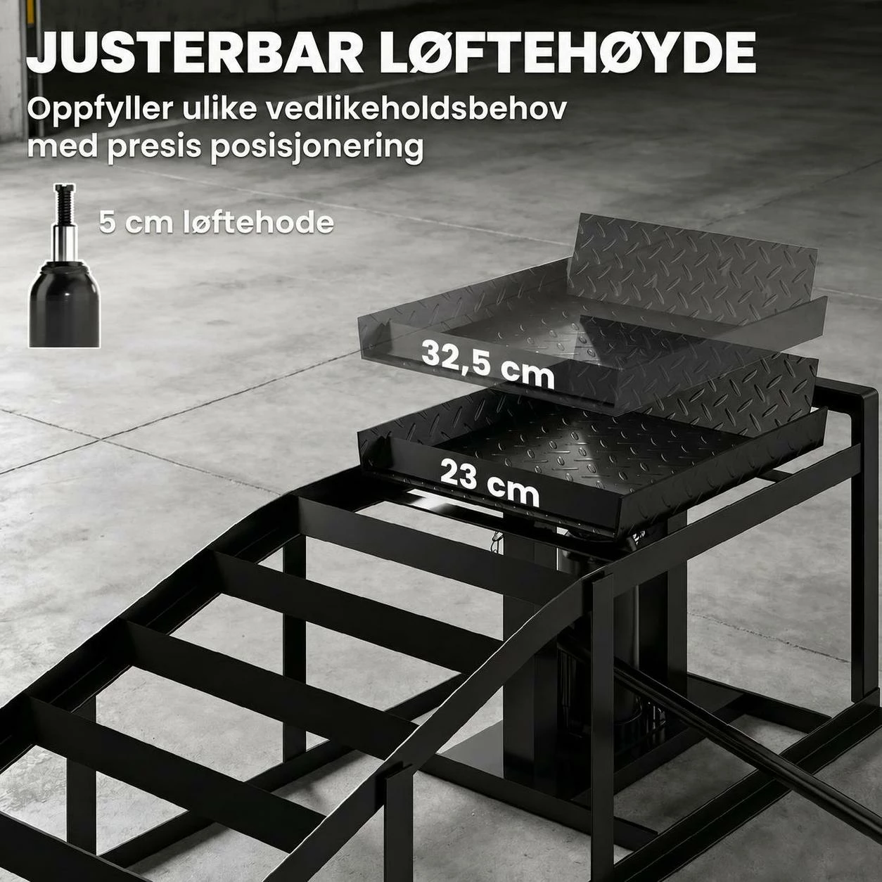 Hydrauliske Bilramper 2-pakning med Justerbar Løftehøyde og Sikkerhetslås – Svart, Maks 3 Tonn Hydrauliske Bilramper 2-pakning med Justerbar Løftehøyde og Sikkerhetslås – Svart, Maks 3 Tonn