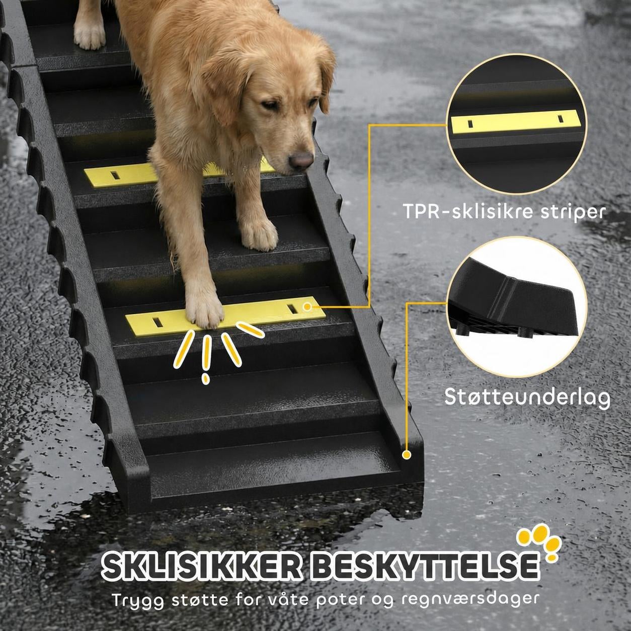Sammenleggbar Hunderampe Svart 154 x 40 cm Plast Sammenleggbar Hunderampe Svart 154 x 40 cm Plast