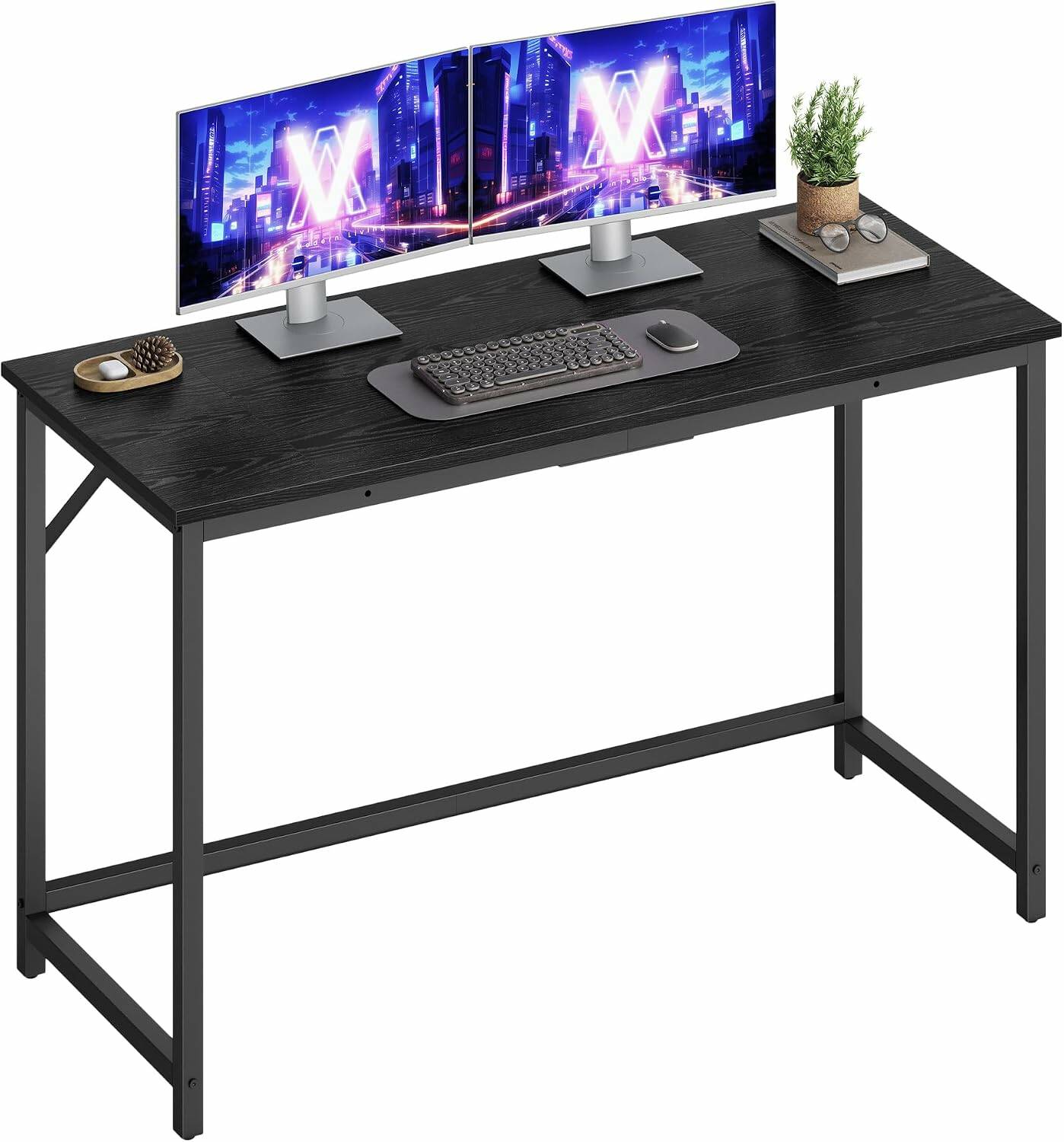 Databord 120 × 50 × 76 cm – skrivebord til hjemmekontor med stålramme, maks 50 kg