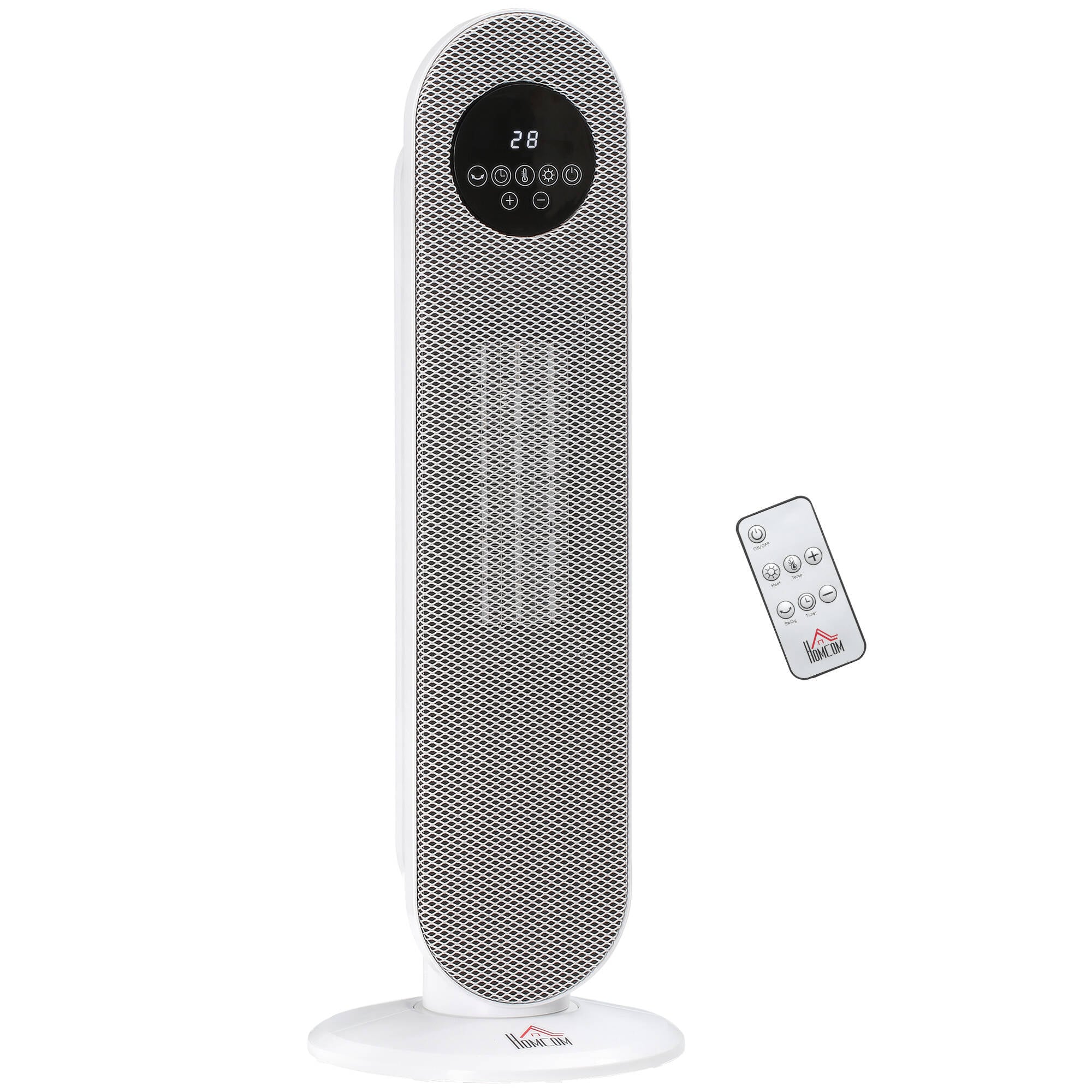 Elektrisk Keramikkovn 2000 W med Fjernkontroll, 45° Oscillering og Timer – Hvit