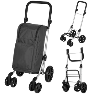 Sammenleggbar Handlevogn 46 L med Isolert Kjølerom, 6 Hjul og Justerbart Håndtak – Mørkegrå, Maks 25 kg Sammenleggbar Handlevogn 46 L med Isolert Kjølerom, 6 Hjul og Justerbart Håndtak – Mørkegrå, Maks 25 kg