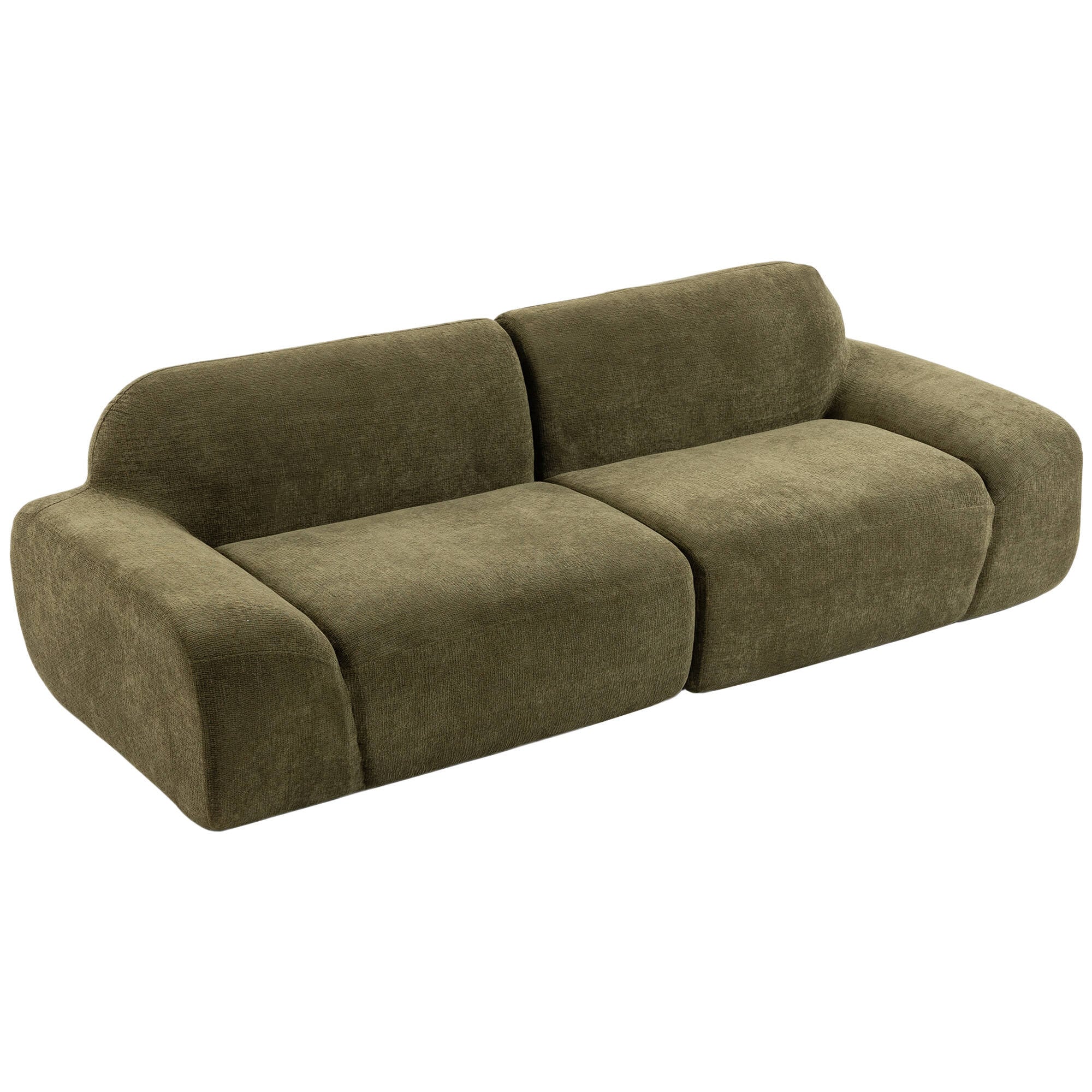 3-Seters Sofa med Ekstra Bred og Dyp Sitteflate, Pocketfjærer og Rammeløst Design – Mørkegrønn Chenille