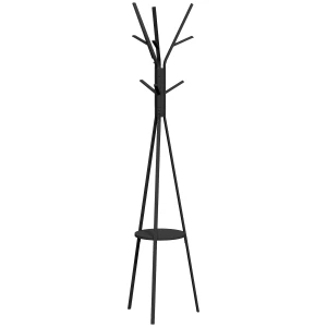 Klesstativ med Hylle og 8 Kroker – Svart, 180 cm, Metall/MDF Klesstativ med Hylle og 8 Kroker – Svart, 180 cm, Metall/MDF