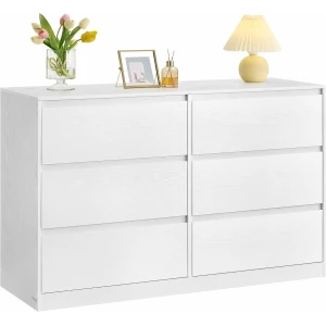 Moderne kommode med 6 skuffer - 119,4 x 75 cm, Hvit Moderne kommode med 6 skuffer - 119,4 x 75 cm, Hvit