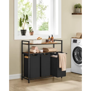 Skittentøysorterer 120 L med 2 hyller - brun/svart Skittentøysorterer 120 L med 2 hyller - brun/svart